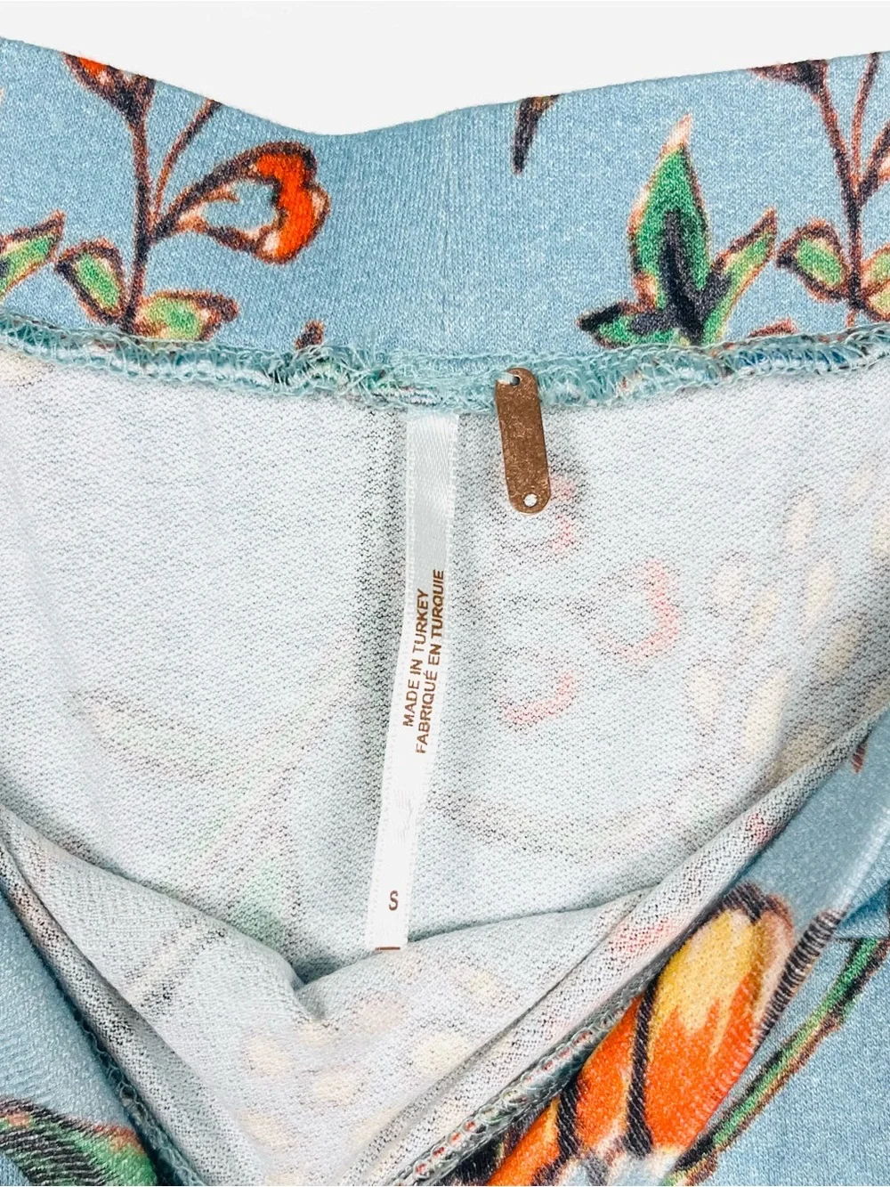 Free People Small Floral Print Stretch Jersey Side-Slit Maxi Skirt in Light Blue